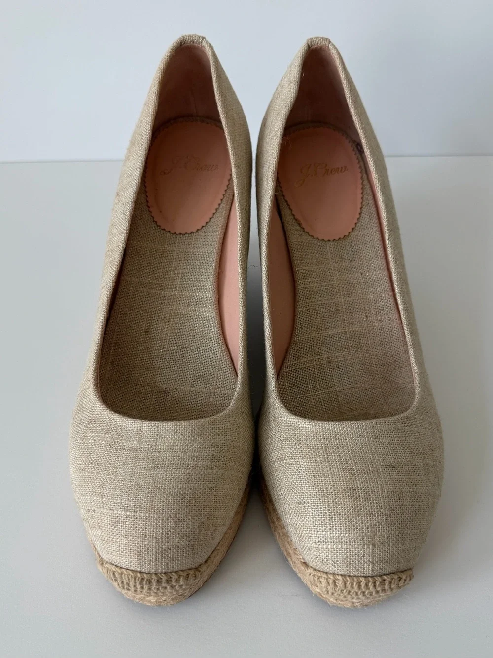 J.Crew Seville Espadrille Wedges in Natural Linen, Size 8